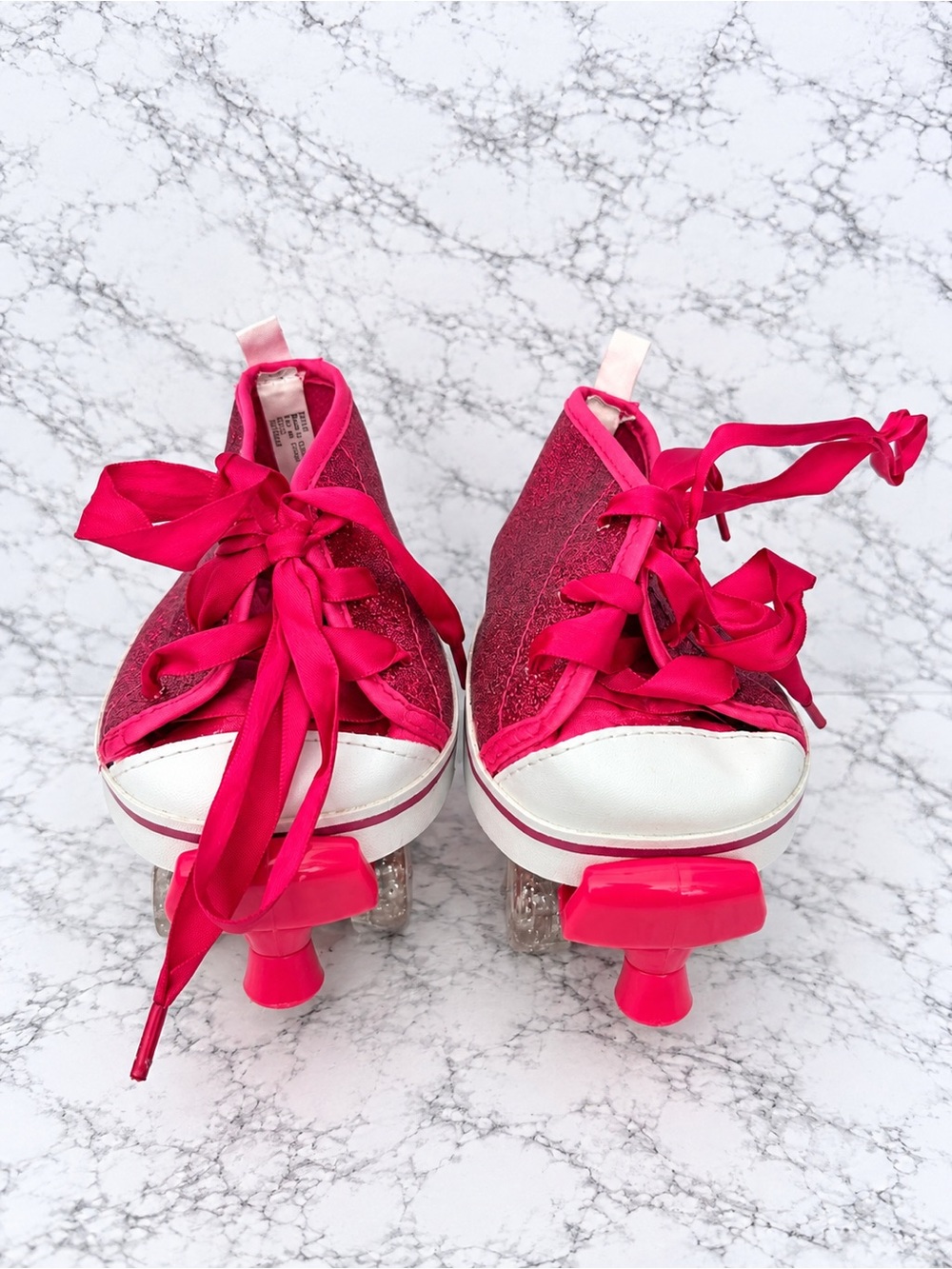 Build A Bear BAB Pink Glitter Roller Skates Shoes Sneakers Sparkle Wheels